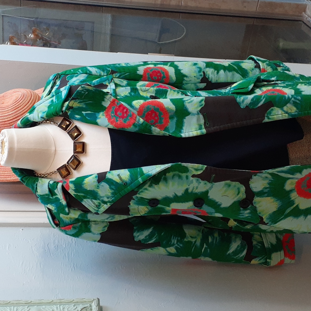 Banana Republic Printed Trench Coat - Small Petite